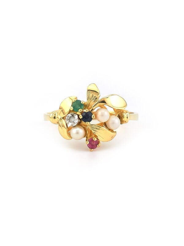 Vintage Cluster Ring Gold mit Edelsteinen (5)