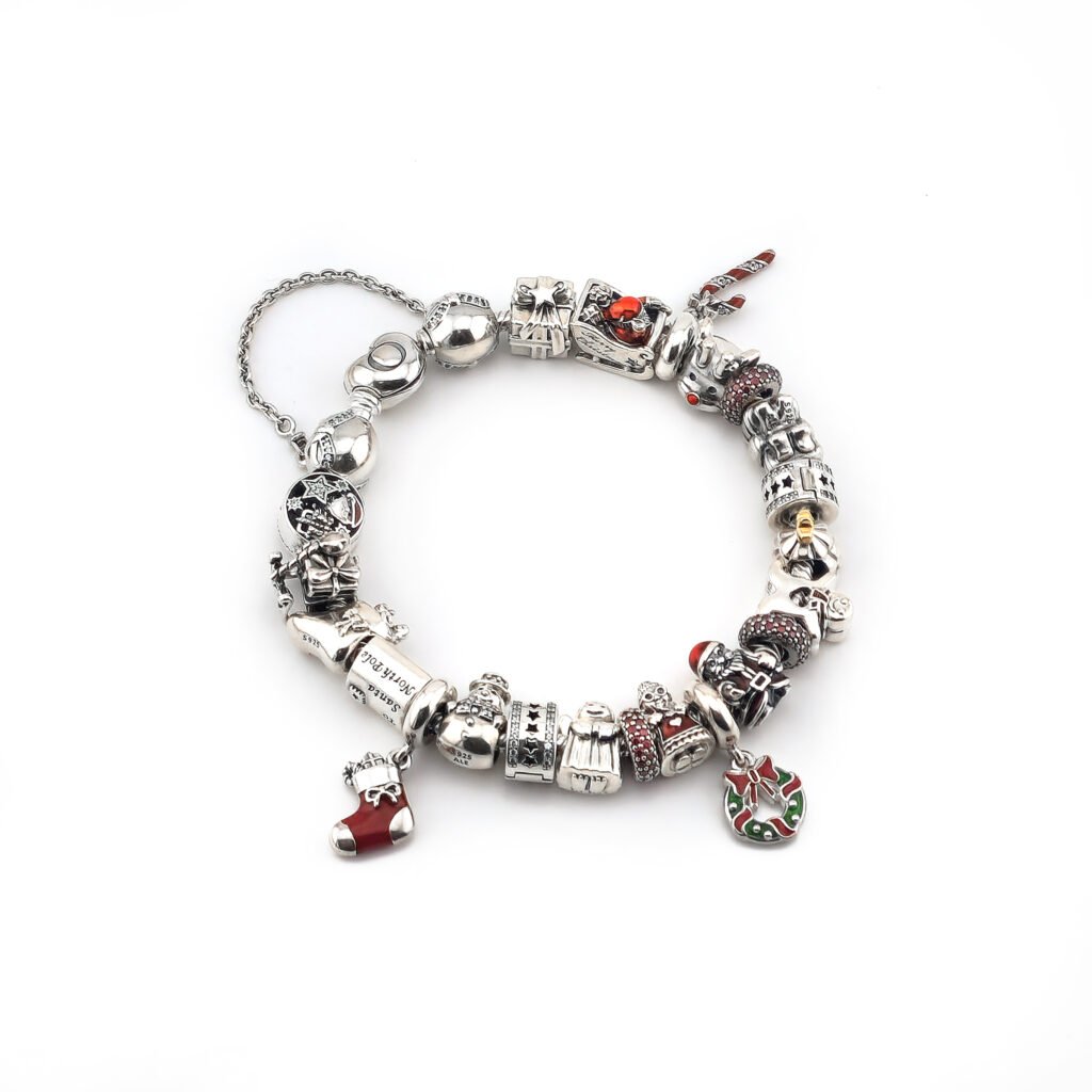 X-Mas Pandora Armband 925er Silber 20 cm 99 Gr.