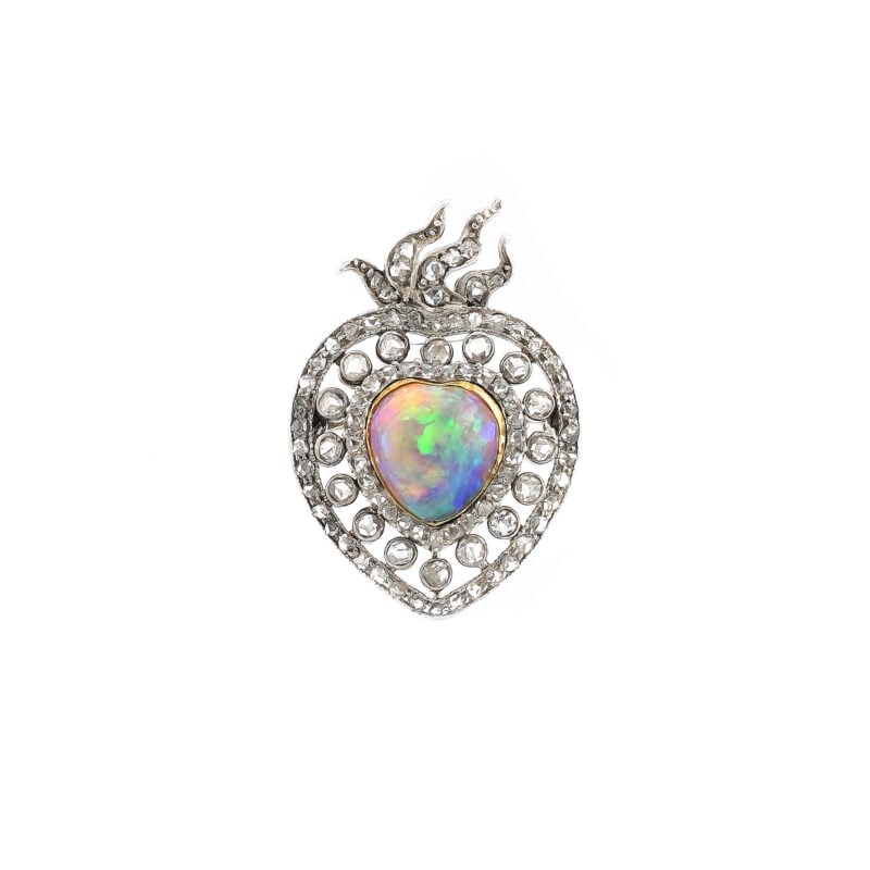 Antiker Opal Anhänger/Brosche um 1890 in Herzform 1 Antiker Opal Anhänger/Brosche um 1890 in Herzform