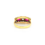 Art Deco Diamantring mit Rubin aus Gold und Platin