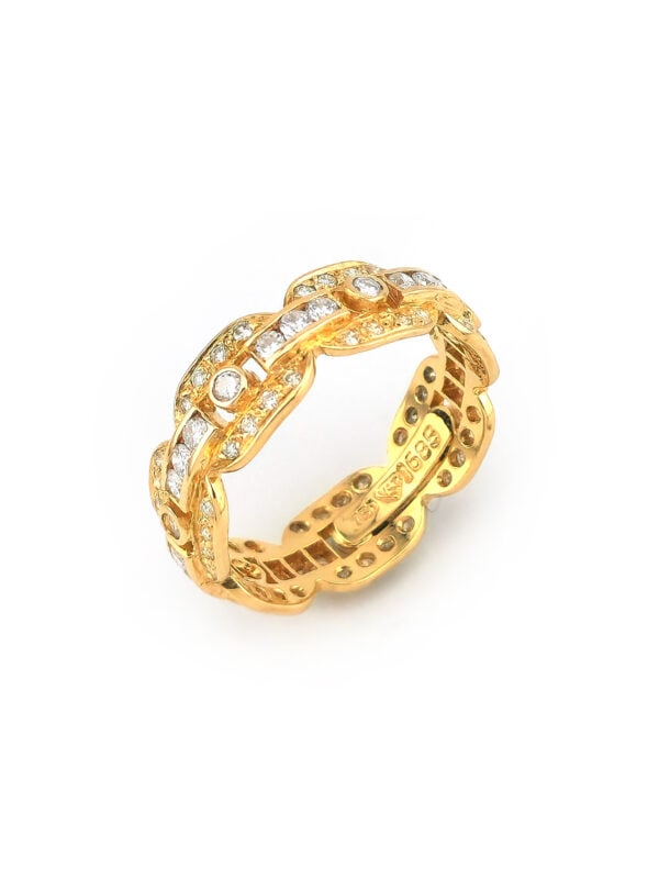 Chain Link Design Ring 750er Gold 1,15 ct Dia.