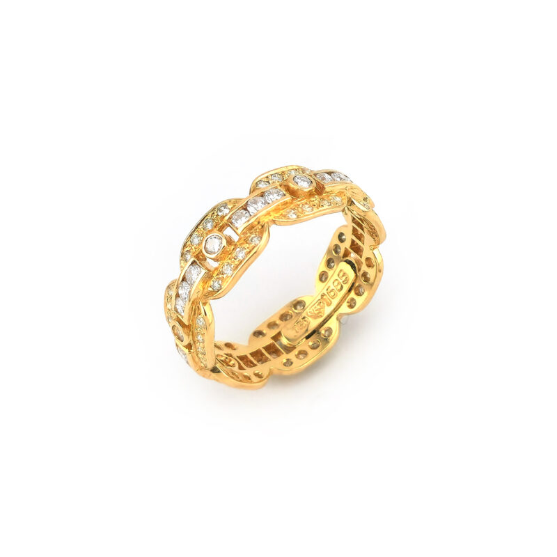 Chain Link Design Ring 750er Gold 1,15 ct Dia.