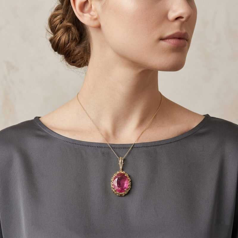 Pink Turmalin Designer Anhänger Gold 585er Zert.