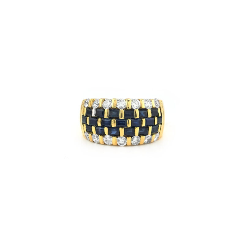 Saphir Bandring Breit aus 750er Gold und Diamanten