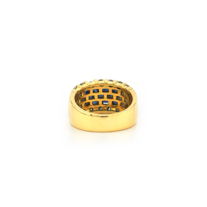 Saphir Bandring Breit aus 750er Gold und Diamanten
