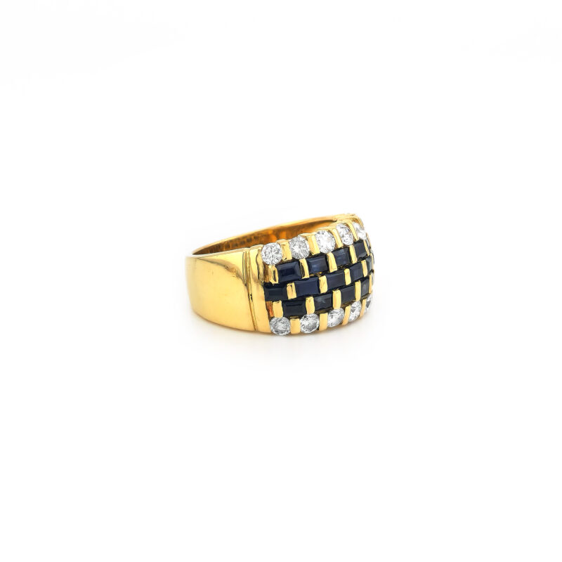 Saphir Bandring Breit aus 750er Gold und Diamanten