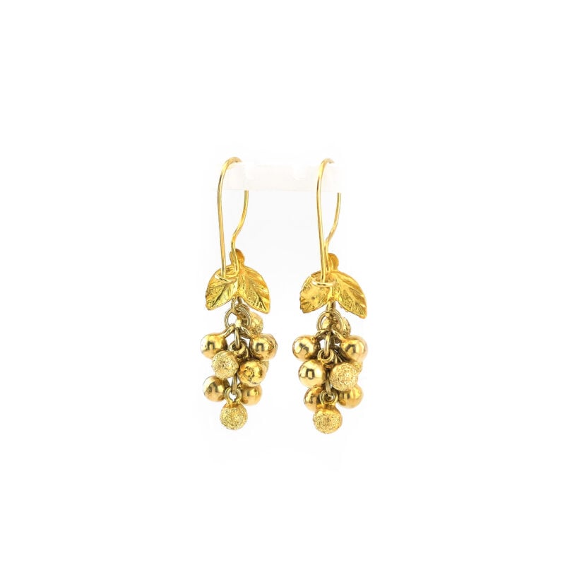Weintrauben Ohrringe baumelnd 585er Gold
