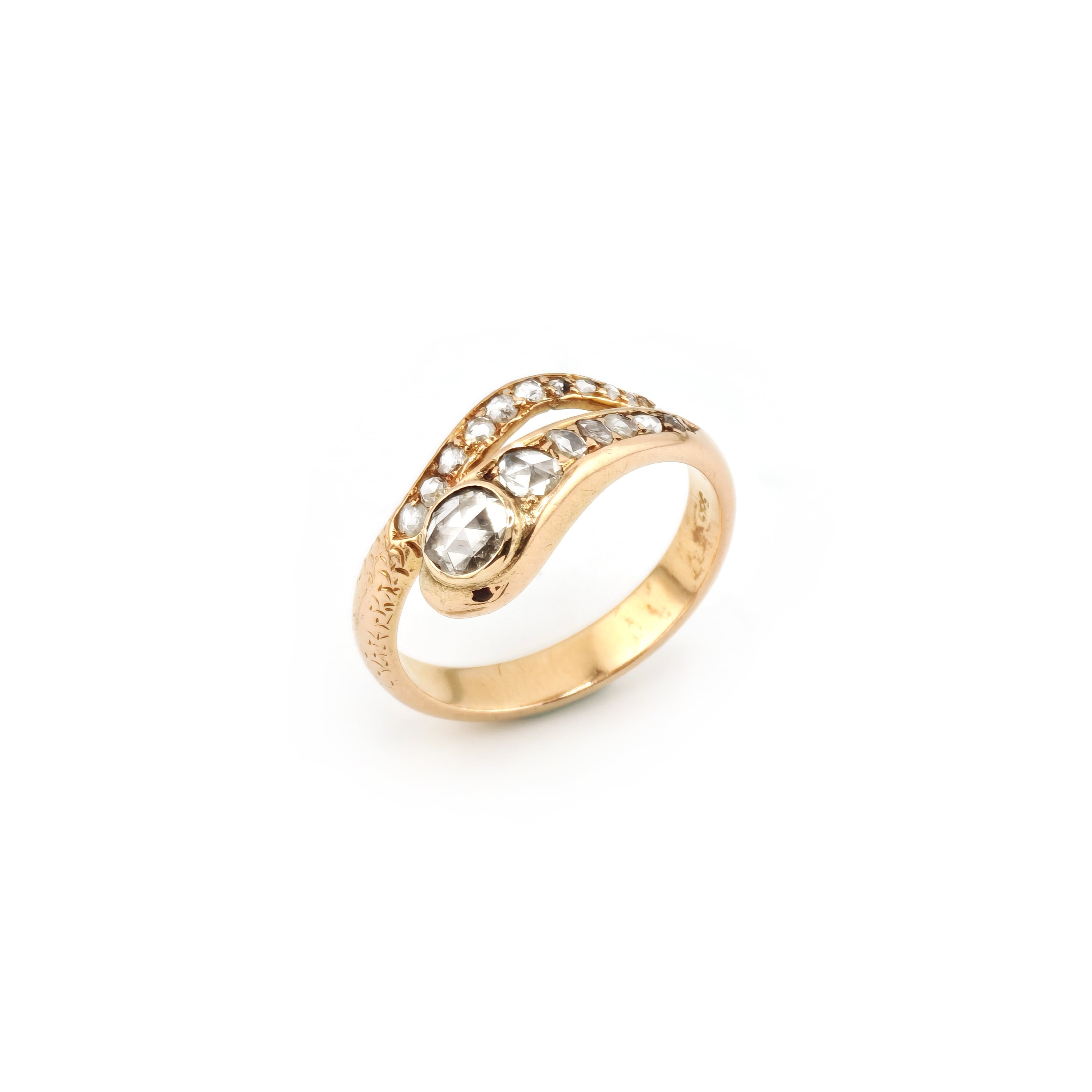 Antiker Schlangenring mit Diamanten 585er Gold