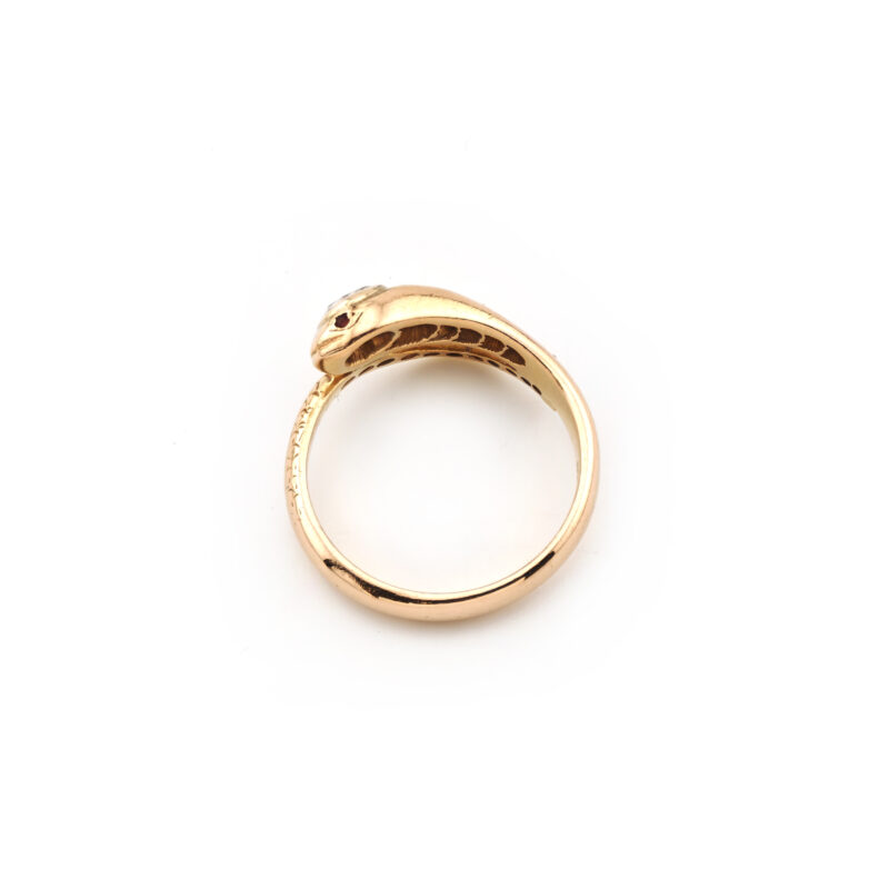 Antiker Schlangenring mit Diamanten 585er Gold