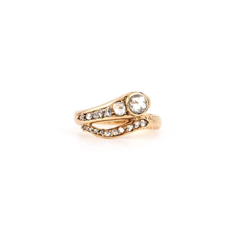 Antiker Schlangenring mit Diamanten 585er Gold