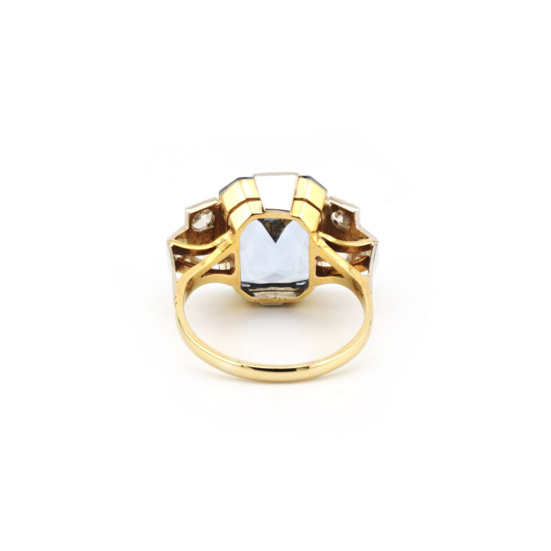 Art Deco Ring mit Kobaltglas 585er Gold um 1930