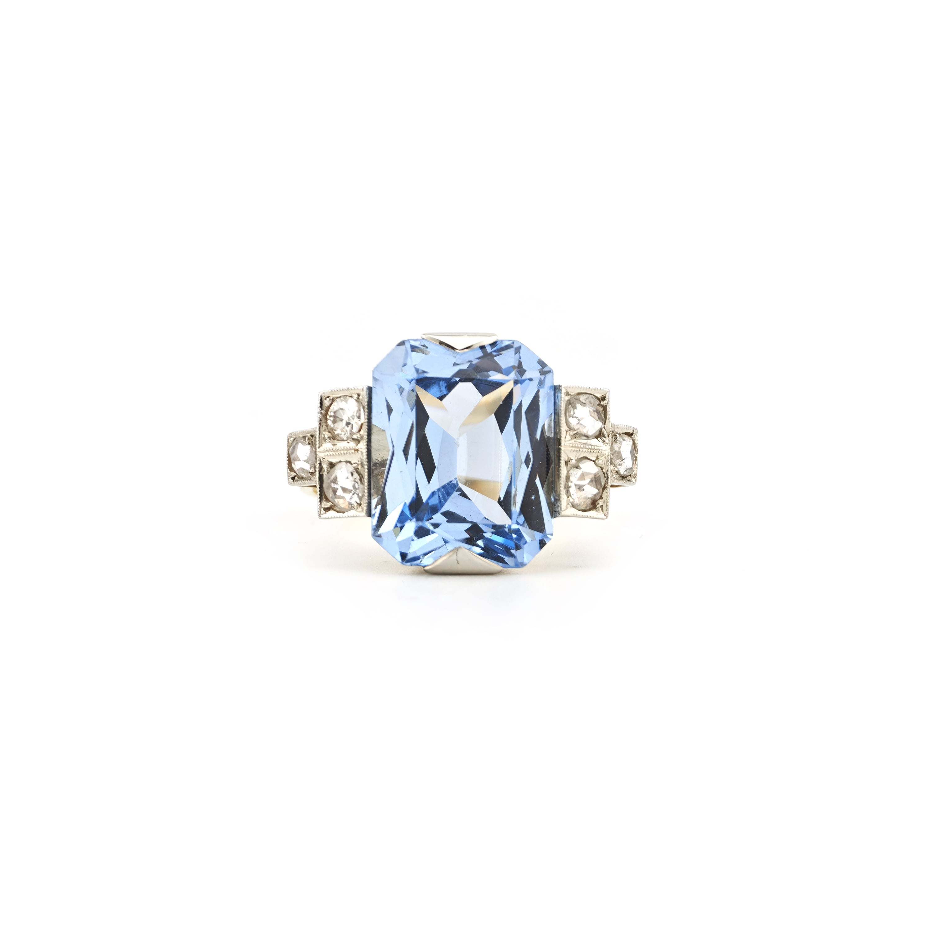 Art Deco Ring mit Kobaltglas 585er Gold um 1930 (5)