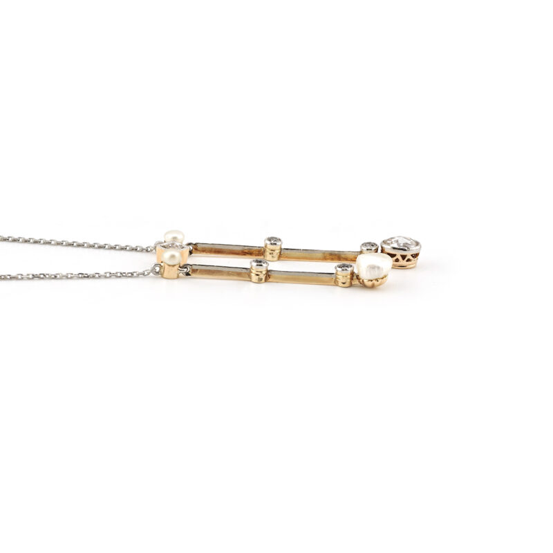 Antikes Negligé Collier um 1910 aus Gold und Platin