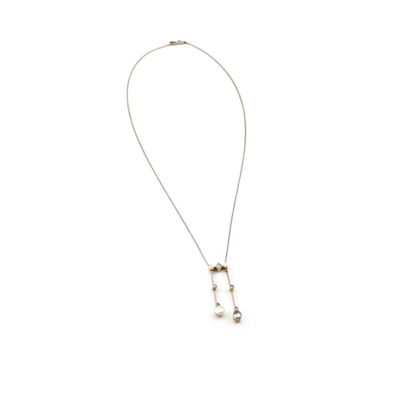 Antikes Negligé Collier um 1910 aus Gold und Platin