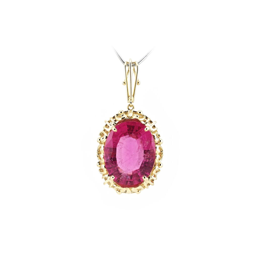 Pink Turmalin Designer Anhänger Gold 585er Zert.