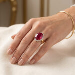 Natürlicher Rubin Ring mit Diamanten in 750er Gold