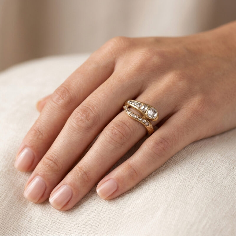 Antiker Schlangenring mit Diamanten 585er Gold