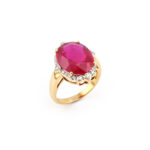 Natürlicher Rubin Ring mit Diamanten in 750er Gold