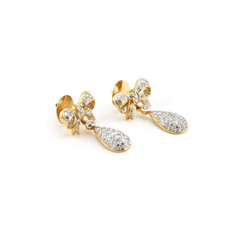 Schleifen Diamant Ohrringe mit Tropfen 585er Gold