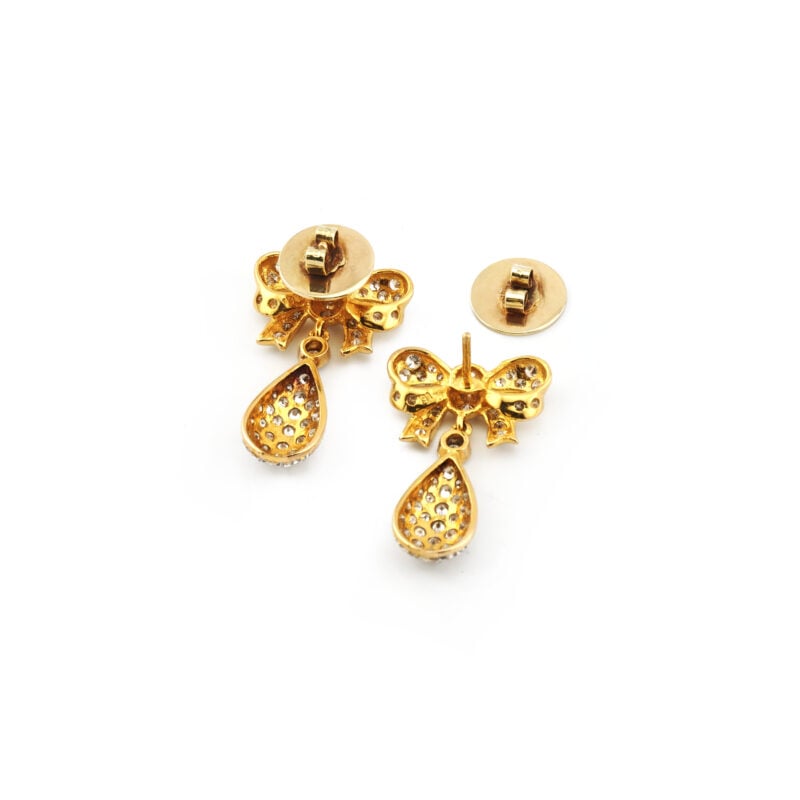 Schleifen Diamant Ohrringe mit Tropfen 585er Gold