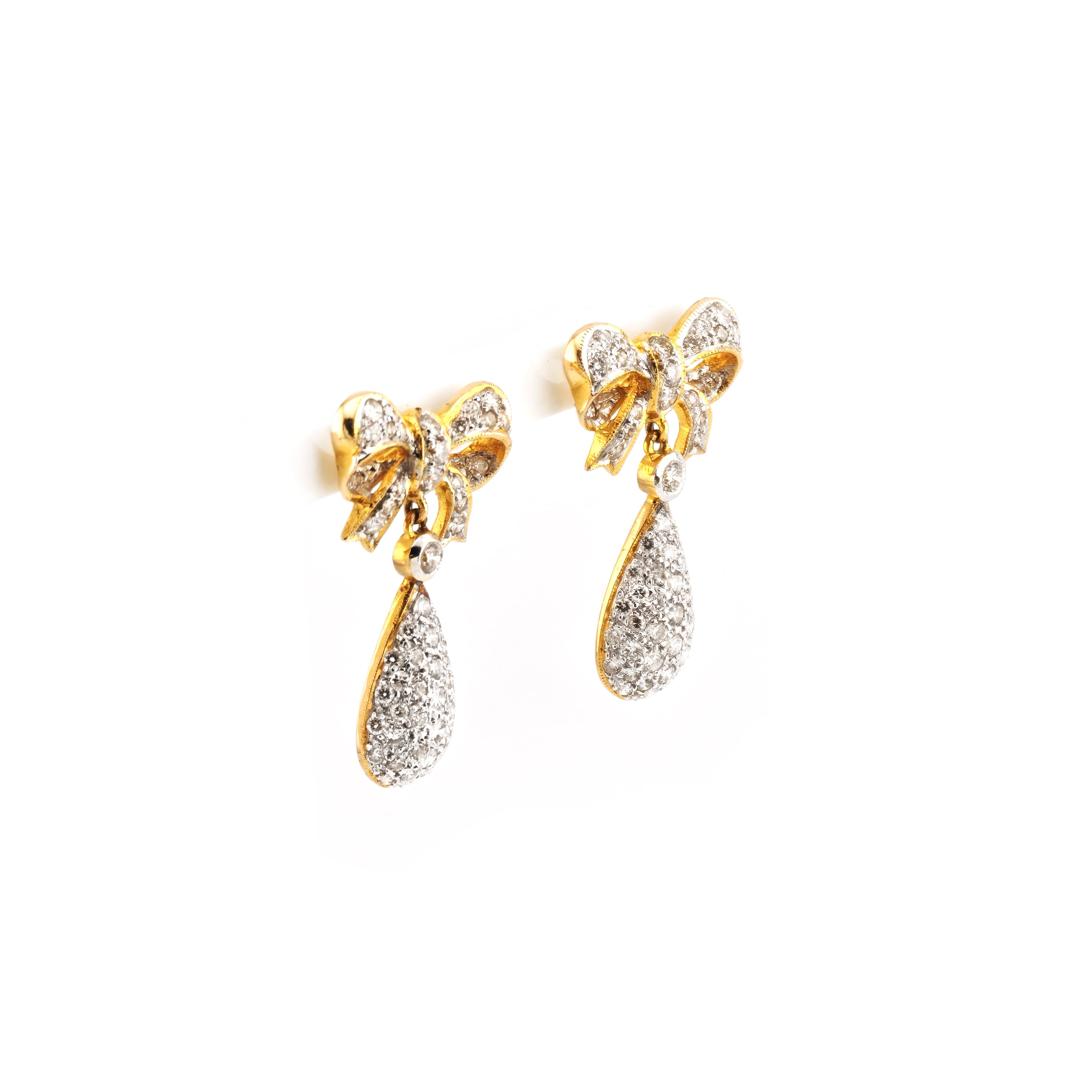 Schleifen Diamant Ohrringe mit Tropfen 585er Gold (4)