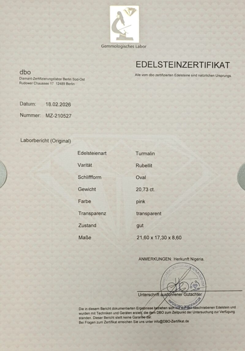 Pink Turmalin Designer Anhänger Gold 585er Zert.