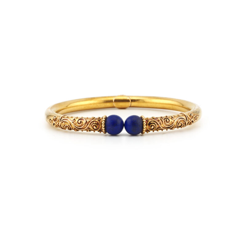 Vintage Armreif mit Lapislazuli im Antik Stil 585er