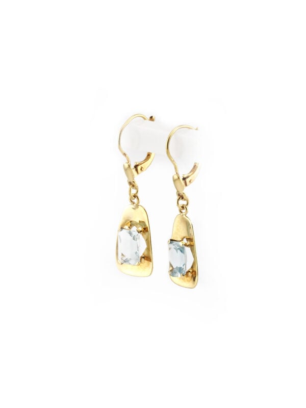 Aquamarin Ohrringe aus den 70er in 585er Gold (4)