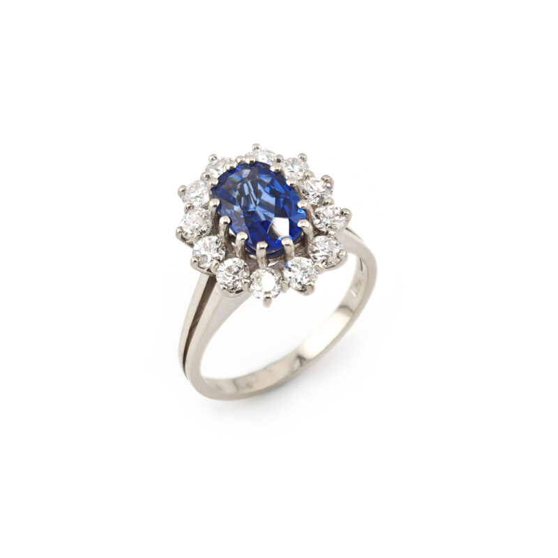 Composite Saphir Ring mit Dia. 750er Gold Zert.