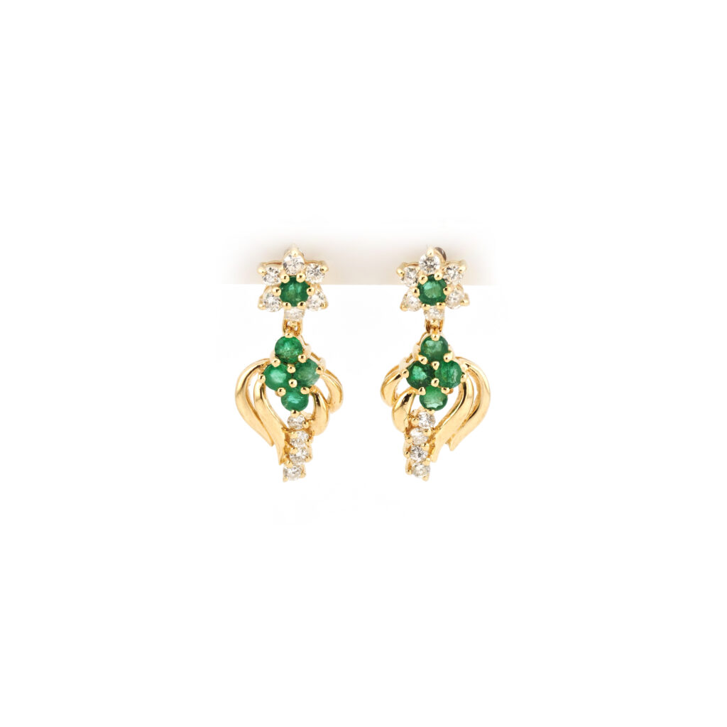 Smaragd Ohrstecker mit Diamanten 585er Gold