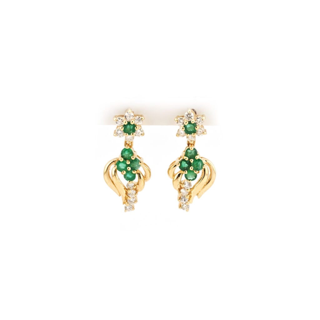 Smaragd Ohrstecker mit Diamanten 585er Gold