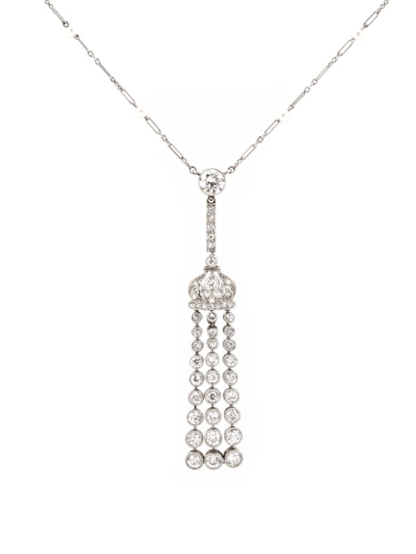 Vintage 585er Weissgold Collier ca. 2 ct.