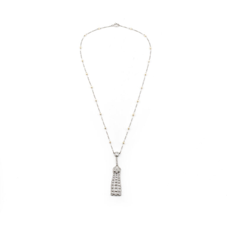 Vintage 585er Weissgold Collier ca. 2 ct.