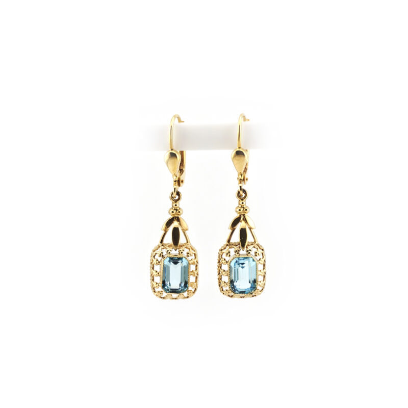 Vintage Ohrringe mit blauem Stein Gold