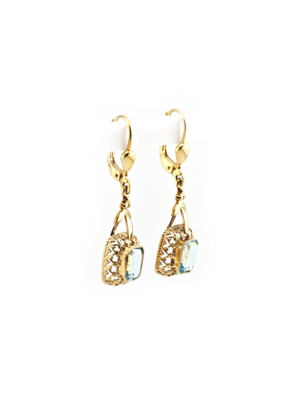 Vintage Ohrringe mit blauem Stein Gold (4)