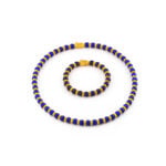 Gold Pyrit Lapis Set 750er Gold Etruscan Stil