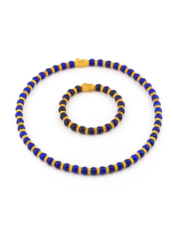 Gold Pyrit Lapis Set 750er Gold Etruscan Stil