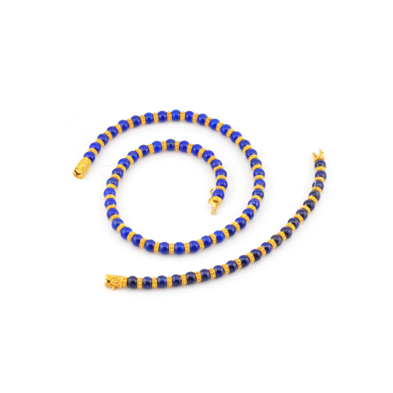 Gold Pyrit Lapis Set 750er Gold Etruscan Stil 4 Gold Pyrit Lapis Set 750er Gold Etruscan Stil