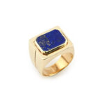 Herrenring mit Lapis Lazuli Pyrit Ader 585er Gold