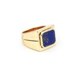 Herrenring mit Lapis Lazuli Pyrit Ader 585er Gold