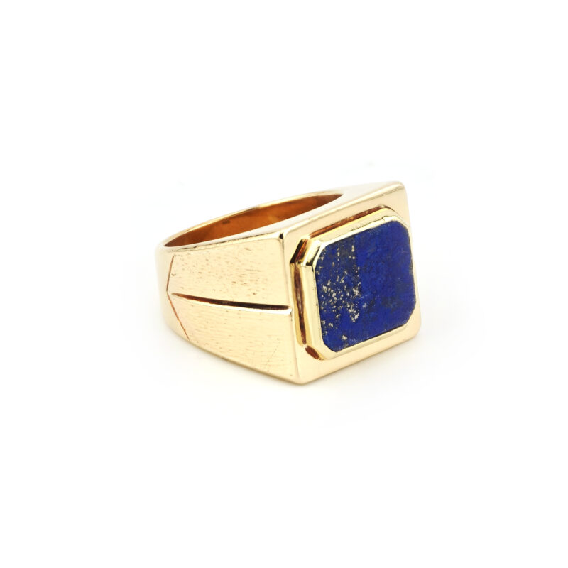 Herrenring mit Lapis Lazuli Pyrit Ader 585er Gold