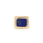 Herrenring mit Lapis Lazuli Pyrit Ader 585er Gold