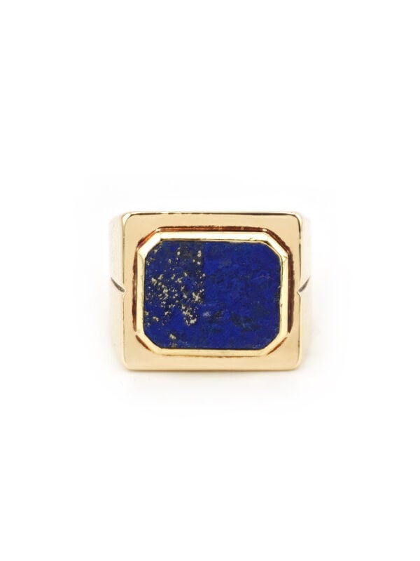Herrenring mit Lapis-Lazuli Pyrit Ader 585er Gold (5)