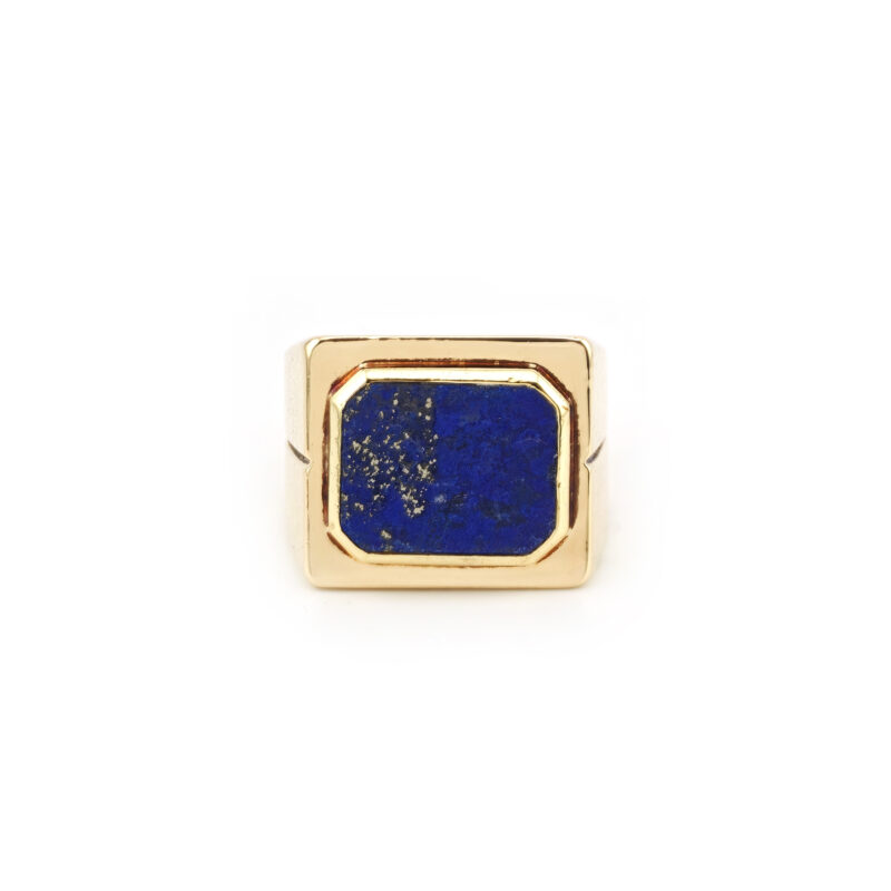 Herrenring mit Lapis Lazuli Pyrit Ader 585er Gold
