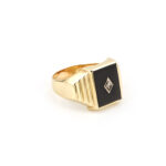 Herrenring mit Onyx und Diamant 585er Gold