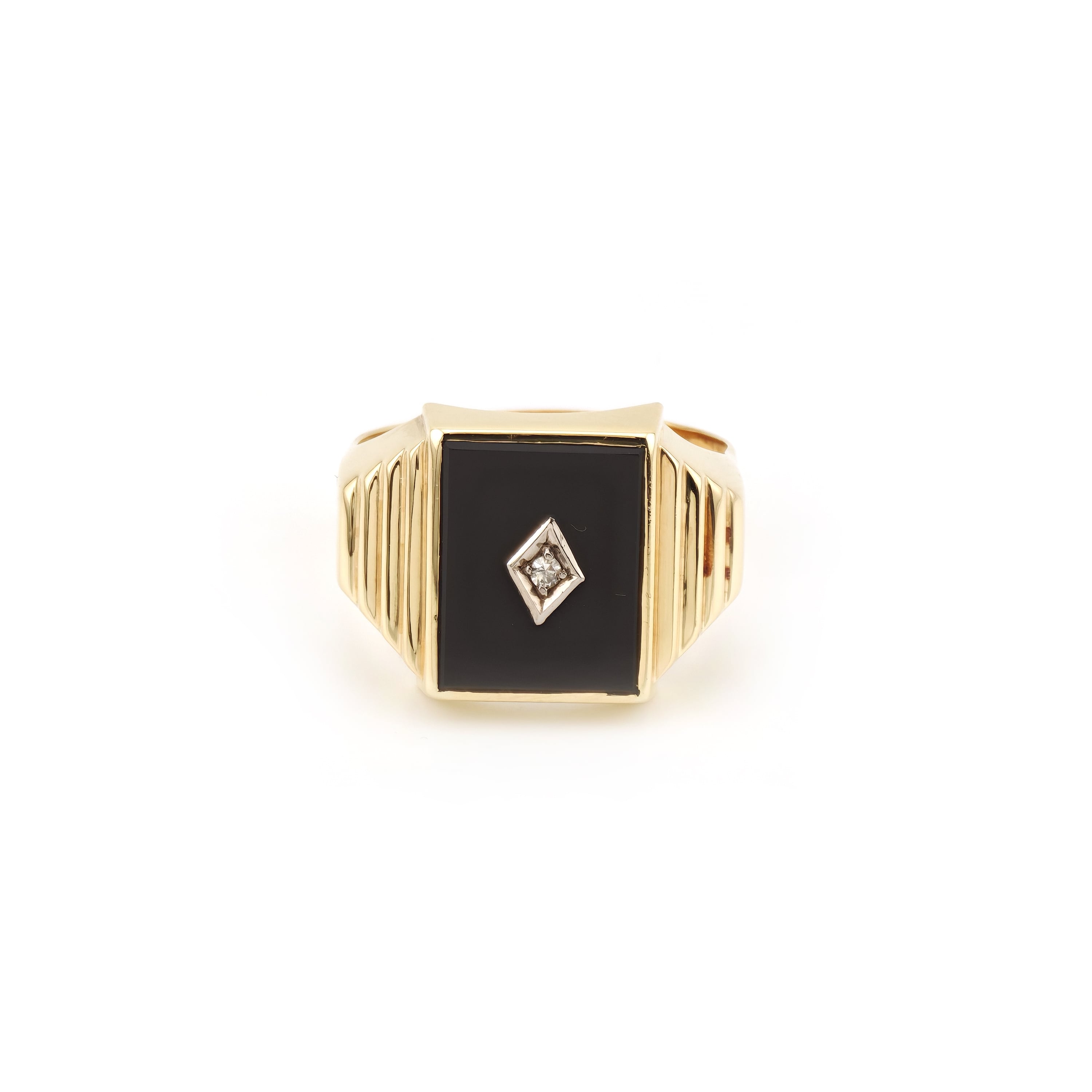 Herrenring mit Onyx und Diamant 585er Gold (5)