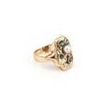 Jugendstil Ring mit Turmalin und Perle 585er Gold