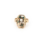 Jugendstil Ring mit Turmalin und Perle 585er Gold