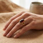 Granat Cabochon Ring aus Italien 750er Gold