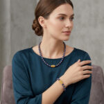 Gold Pyrit Lapis Set 750er Gold Etruscan Stil